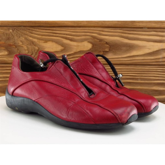 Paul Green Size 6 Loafer Red Leather Medium Drawstring Women - Picture 4 of 11